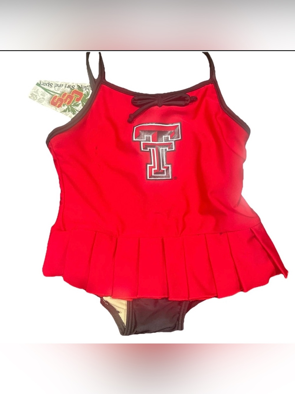 Texas Tech Red Pleated Tankini Swim Top with Black Trim 3T